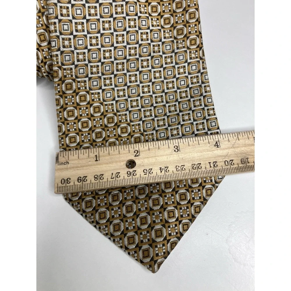 Wembley Wemlon Vintage Yellow Geometric 4 In Wide Retro Ugly 70s Disco‎ MCM Tie